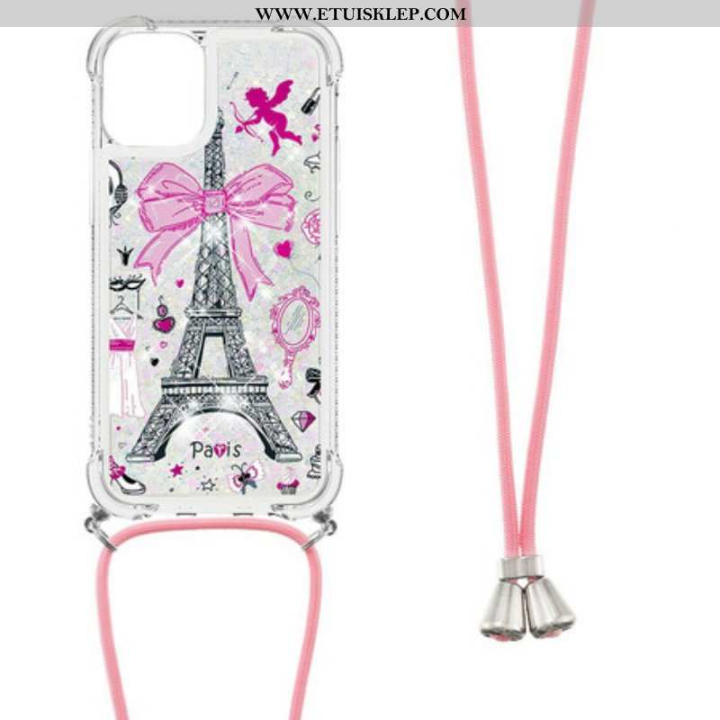 Etui do iPhone 13 Mini ze Sznurkiem Na Cordon Eiffel Tower